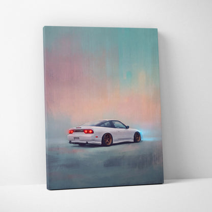 Nissan 240SX Inspired Canvas Art, JDM Drift Car Painting for Office Decor