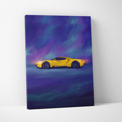 Ford GT Inspired Car Wall Art, Modern Supercar Canvas Print for Office Decor