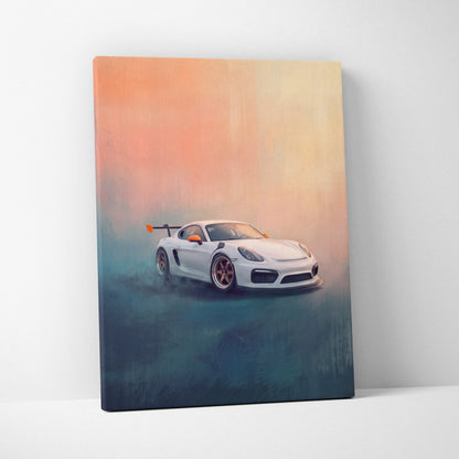 Porsche Cayman Inspired Automotive Wall Art, High Performance German Sports Car Canvas Print