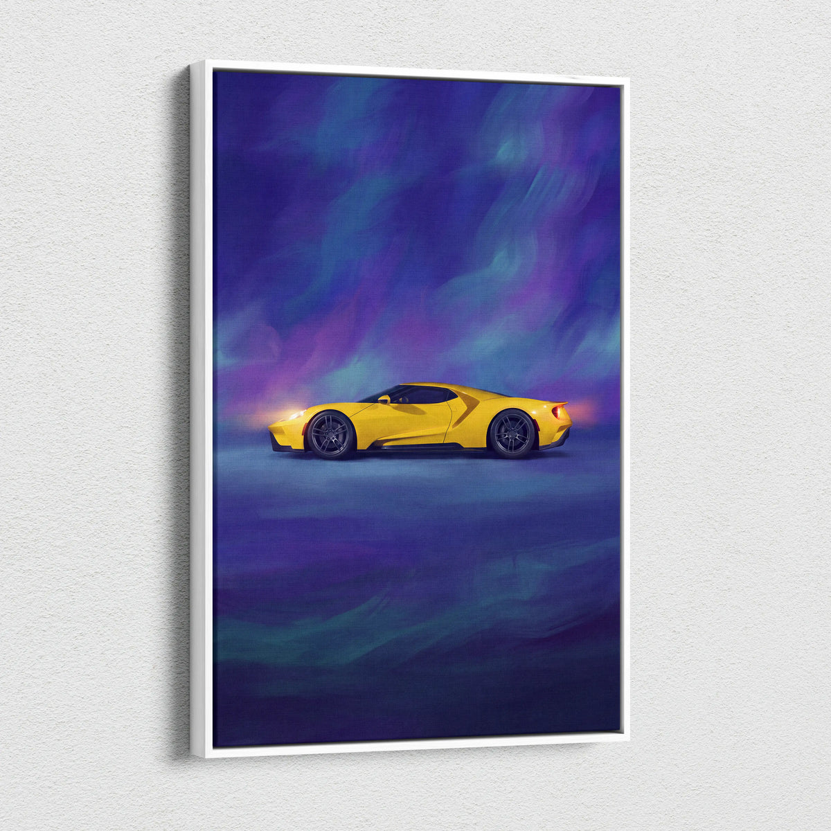 Ford GT Inspired Car Wall Art, Modern Supercar Canvas Print for Office Decor