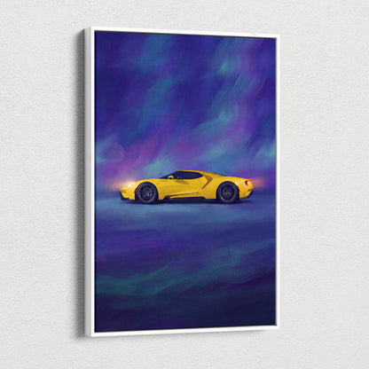 Ford GT Inspired Car Wall Art, Modern Supercar Canvas Print for Office Decor