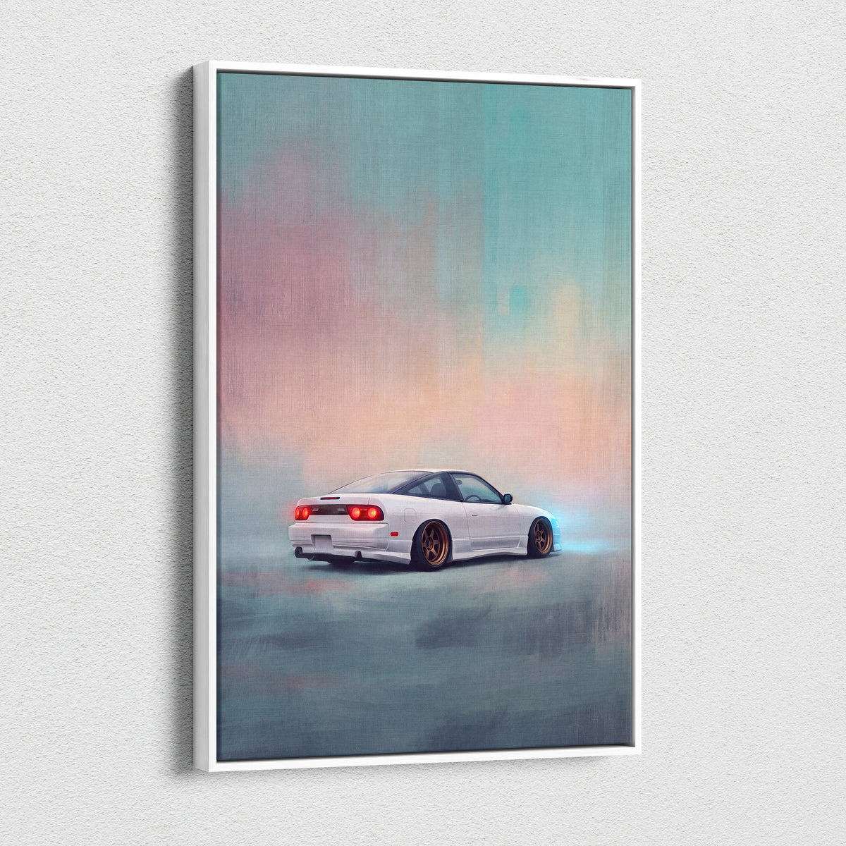 Nissan 240SX Inspired Canvas Art, JDM Drift Car Painting for Office Decor