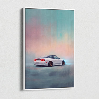 Nissan 240SX Inspired Canvas Art, JDM Drift Car Painting for Office Decor