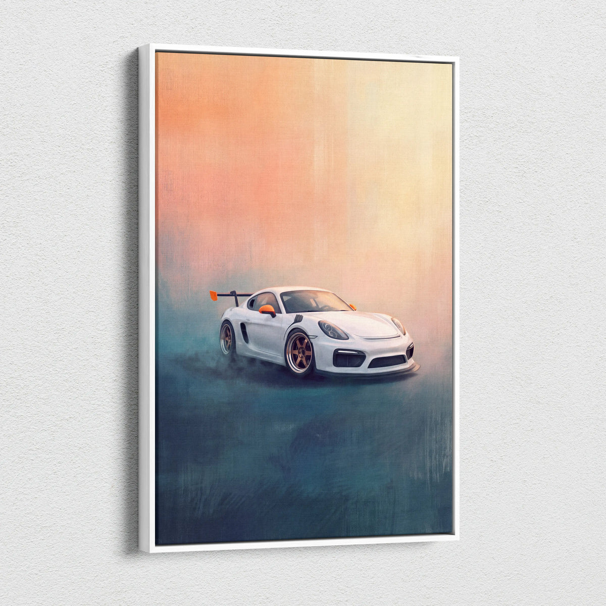 Porsche Cayman Inspired Automotive Wall Art, High Performance German Sports Car Canvas Print