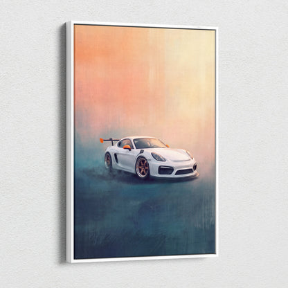 Porsche Cayman Inspired Automotive Wall Art, High Performance German Sports Car Canvas Print