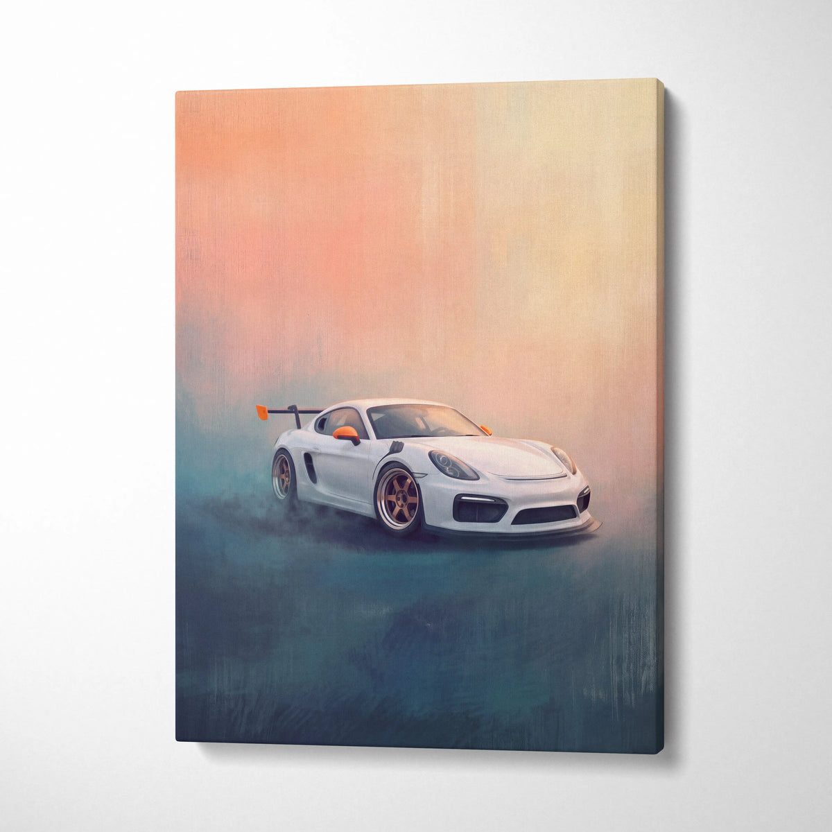 Porsche Cayman Inspired Automotive Wall Art, High Performance German Sports Car Canvas Print