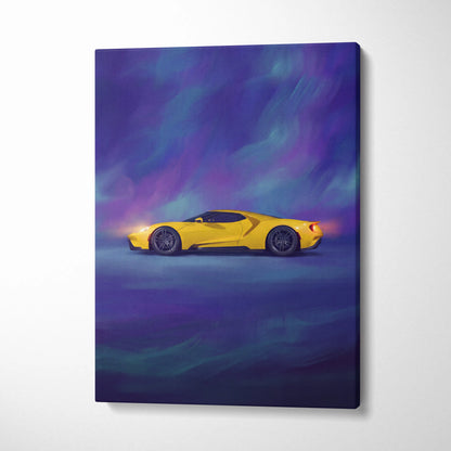 Ford GT Inspired Car Wall Art, Modern Supercar Canvas Print for Office Decor