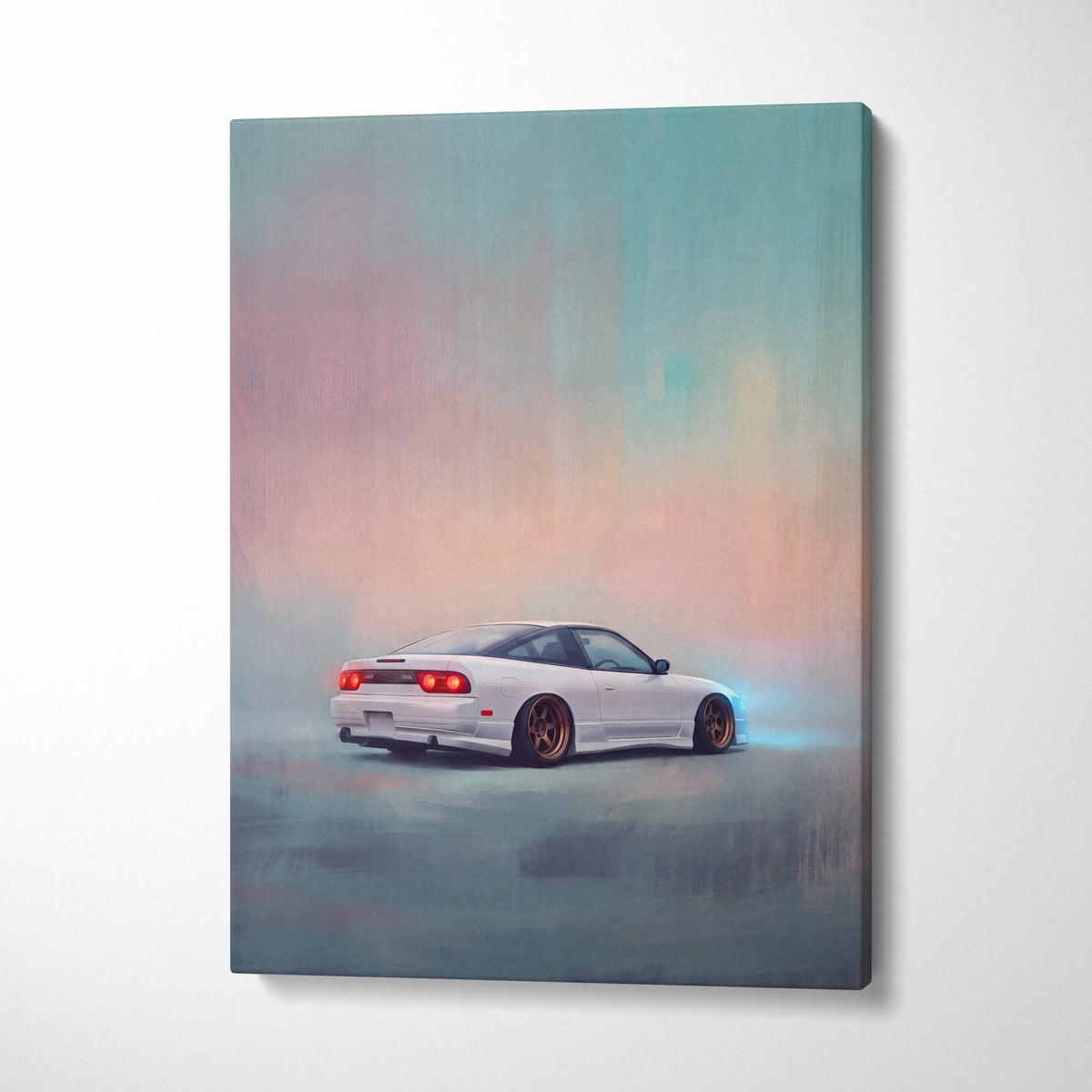 Nissan 240SX Inspired Canvas Art, JDM Drift Car Painting for Office Decor