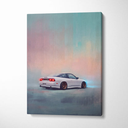 Nissan 240SX Inspired Canvas Art, JDM Drift Car Painting for Office Decor