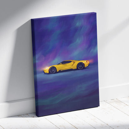 Ford GT Inspired Car Wall Art, Modern Supercar Canvas Print for Office Decor