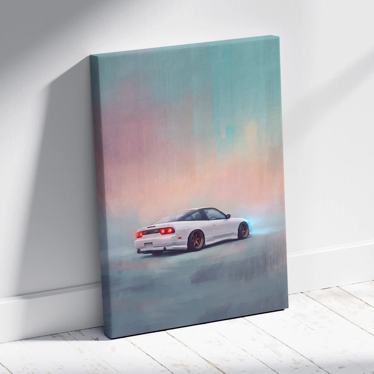 Nissan 240SX Inspired Canvas Art, JDM Drift Car Painting for Office Decor