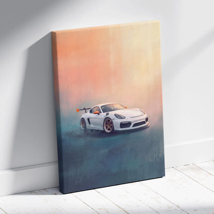 Porsche Cayman Inspired Automotive Wall Art, High Performance German Sports Car Canvas Print