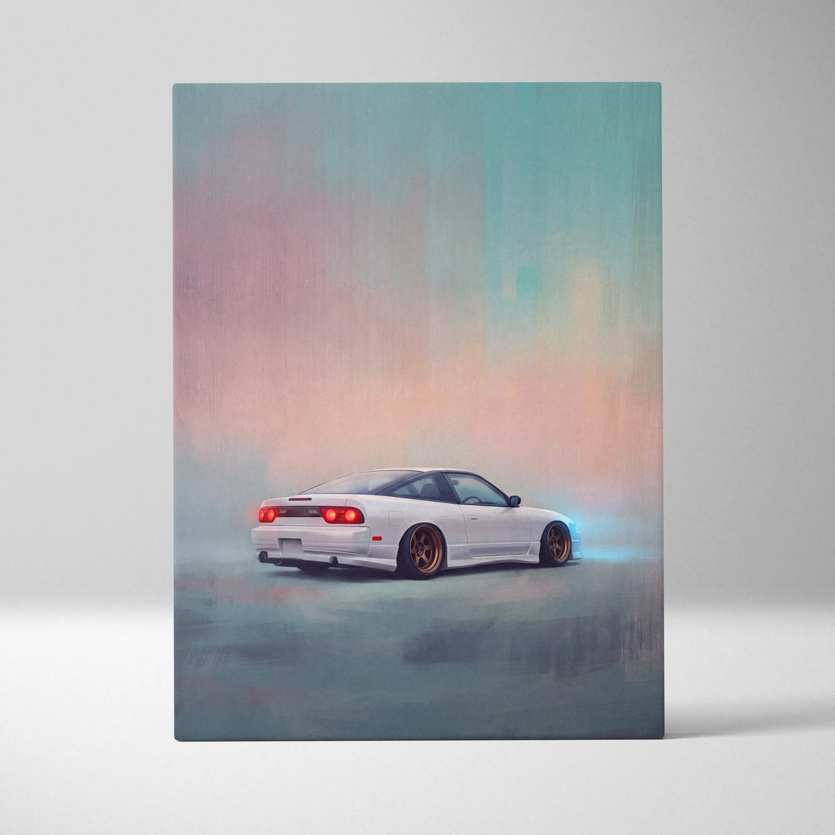 Nissan 240SX Inspired Canvas Art, JDM Drift Car Painting for Office Decor