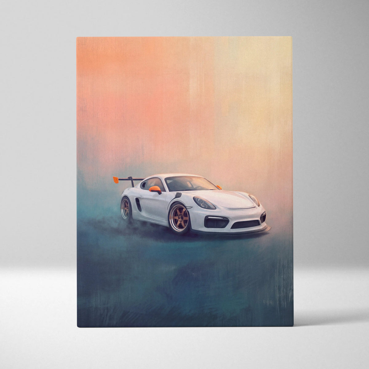 Porsche Cayman Inspired Automotive Wall Art, High Performance German Sports Car Canvas Print