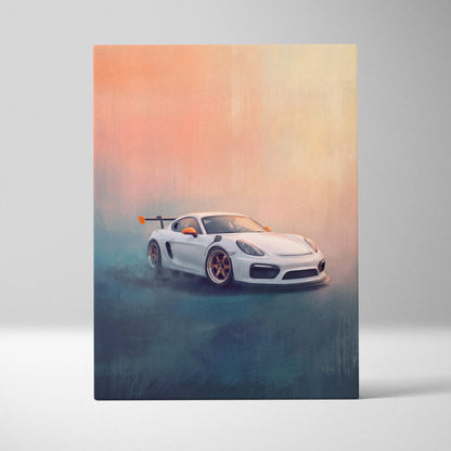 Porsche Cayman Inspired Automotive Wall Art, High Performance German Sports Car Canvas Print