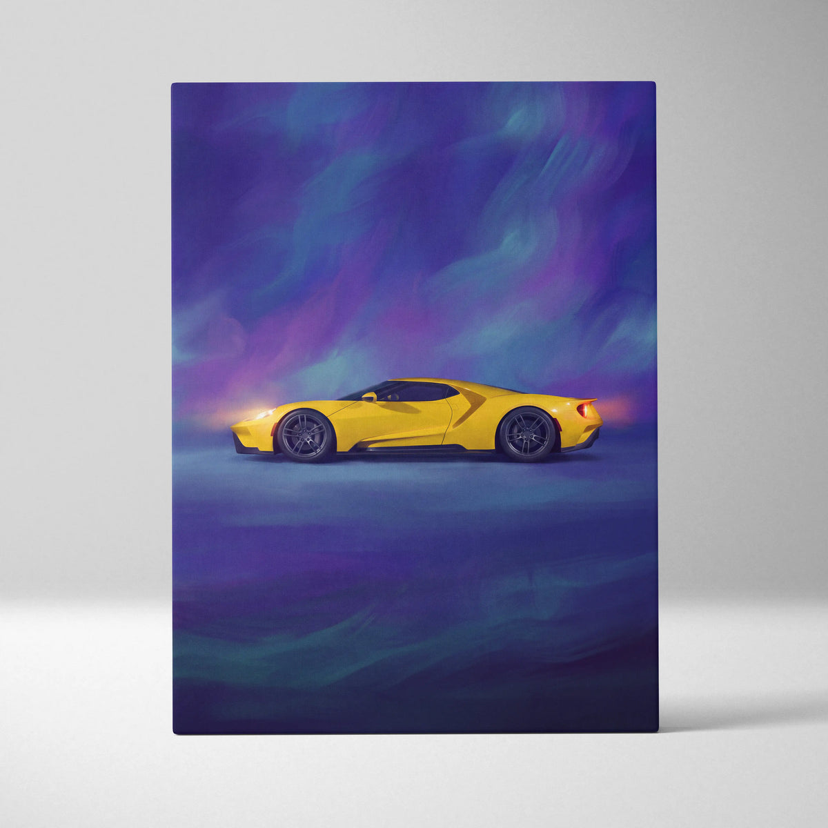 Ford GT Inspired Car Wall Art, Modern Supercar Canvas Print for Office Decor