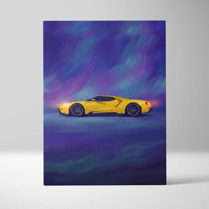 Ford GT Inspired Car Wall Art, Modern Supercar Canvas Print for Office Decor