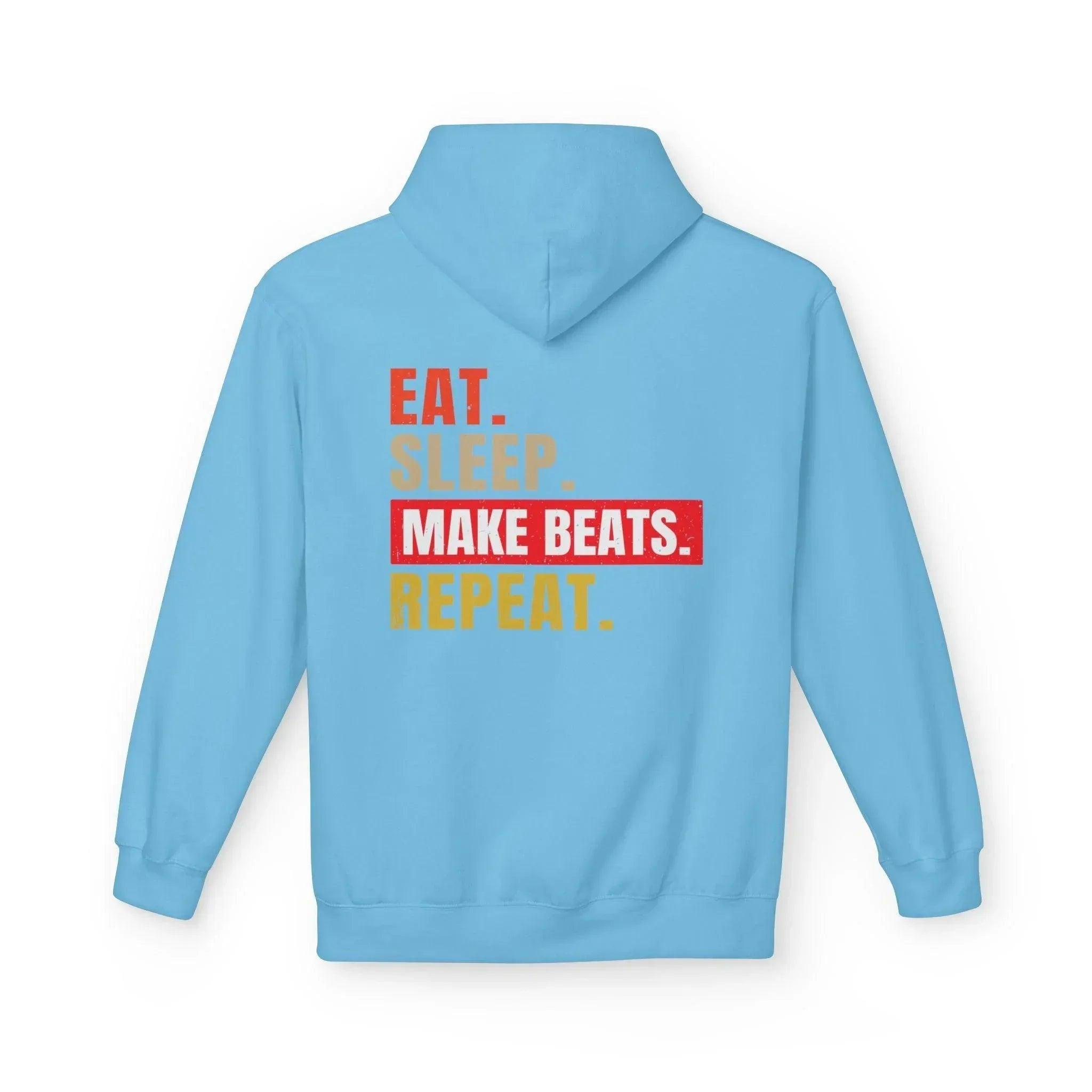 Cozy Music Producer Hoodie: 'Eat. Sleep. Make Beats. Repeat' Fleece Design