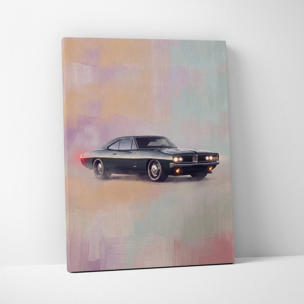 Dodge Charger Inspired Automotive Canvas Art, Classic American Muscle Car Wall Decor for Bedroom