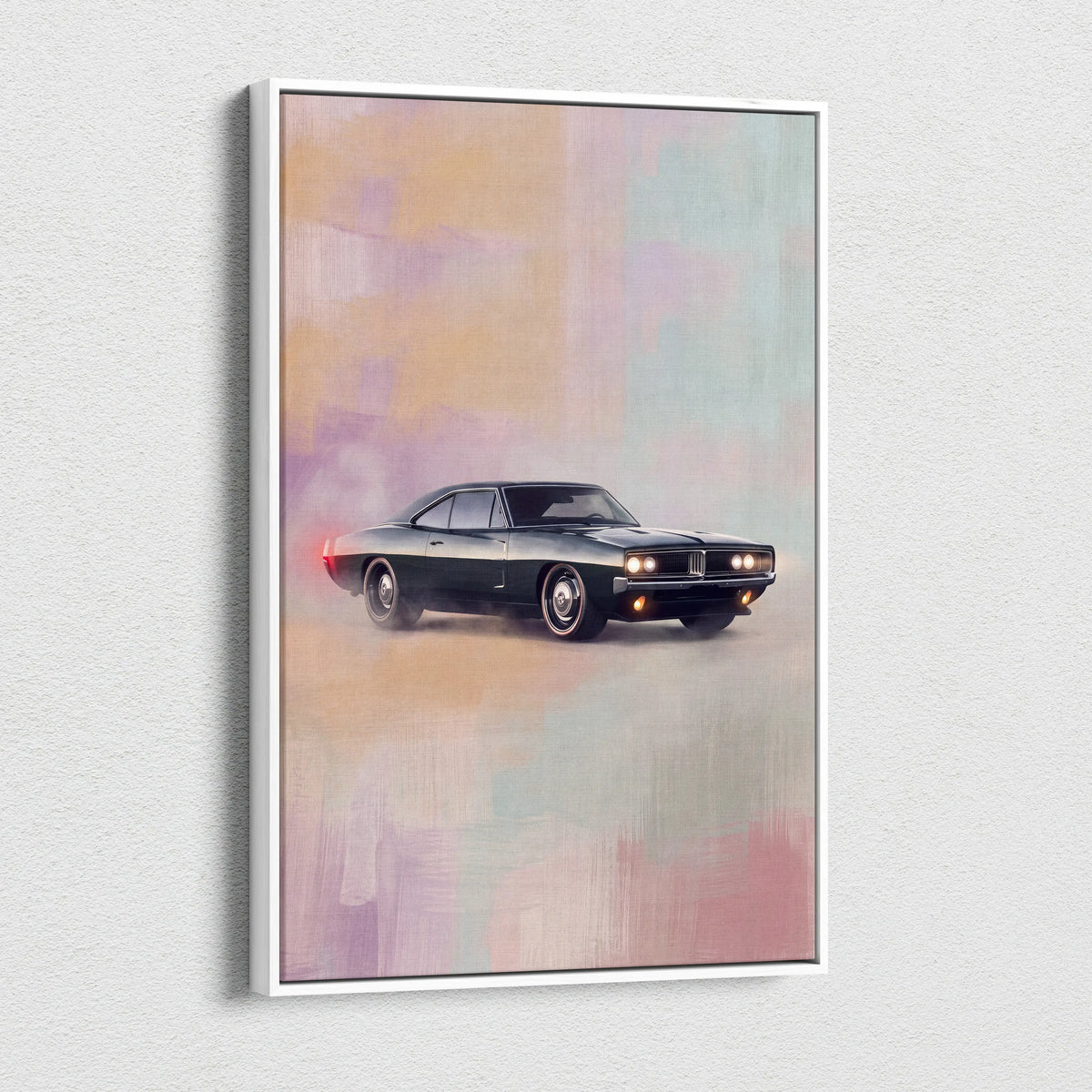 Dodge Charger Inspired Automotive Canvas Art, Classic American Muscle Car Wall Decor for Bedroom