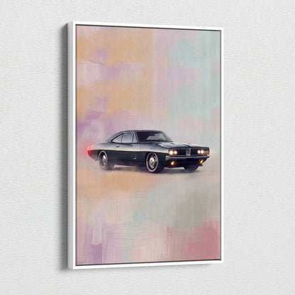 Dodge Charger Inspired Automotive Canvas Art, Classic American Muscle Car Wall Decor for Bedroom