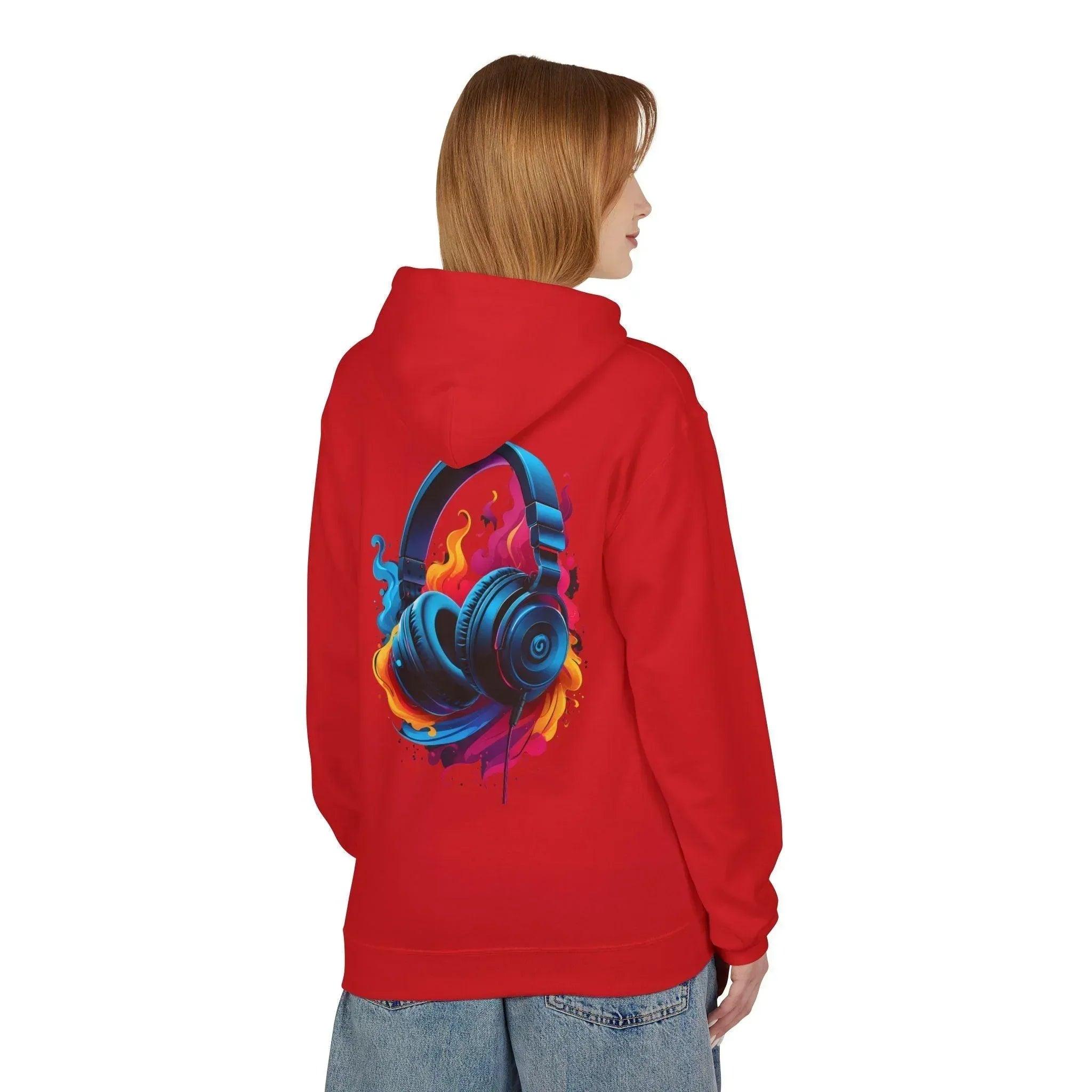 Artistic Vibes Fleece Hoodie with Headphone Design - Ultimate Comfort & Style