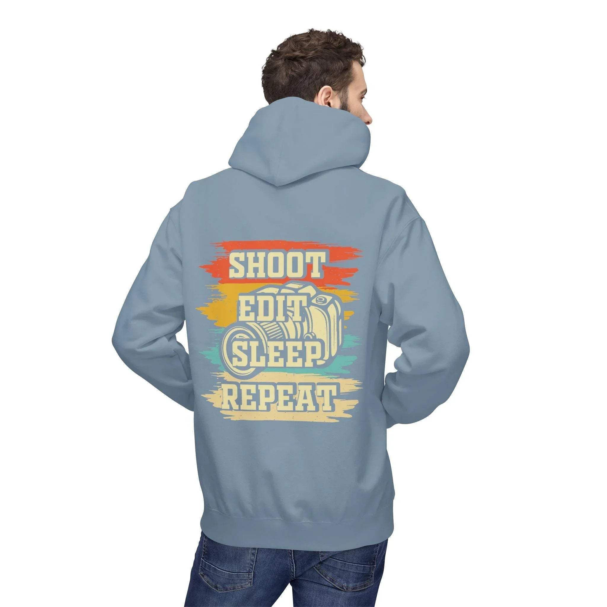 Creative Comfort: "Shoot, Edit, Sleep, Repeat" Fleece Hoodie for Trendsetters