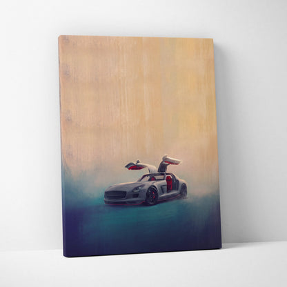 Mercedes-Benz SLS AMG Inspired Canvas Art, Luxury Exotic Car Wall Decor Print