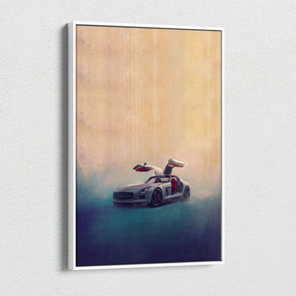 Mercedes-Benz SLS AMG Inspired Canvas Art, Luxury Exotic Car Wall Decor Print