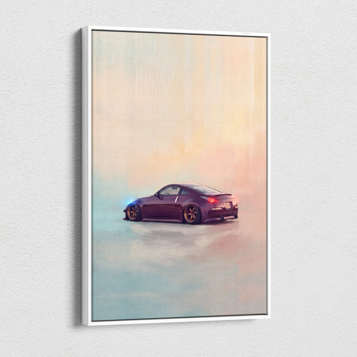 Nissan 350Z Inspired Canvas Print, Japanese Sports Car Wall Art for Bedroom Decor
