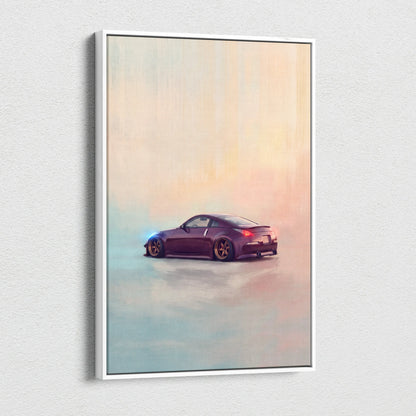 Nissan 350Z Inspired Canvas Print, Japanese Sports Car Wall Art for Bedroom Decor