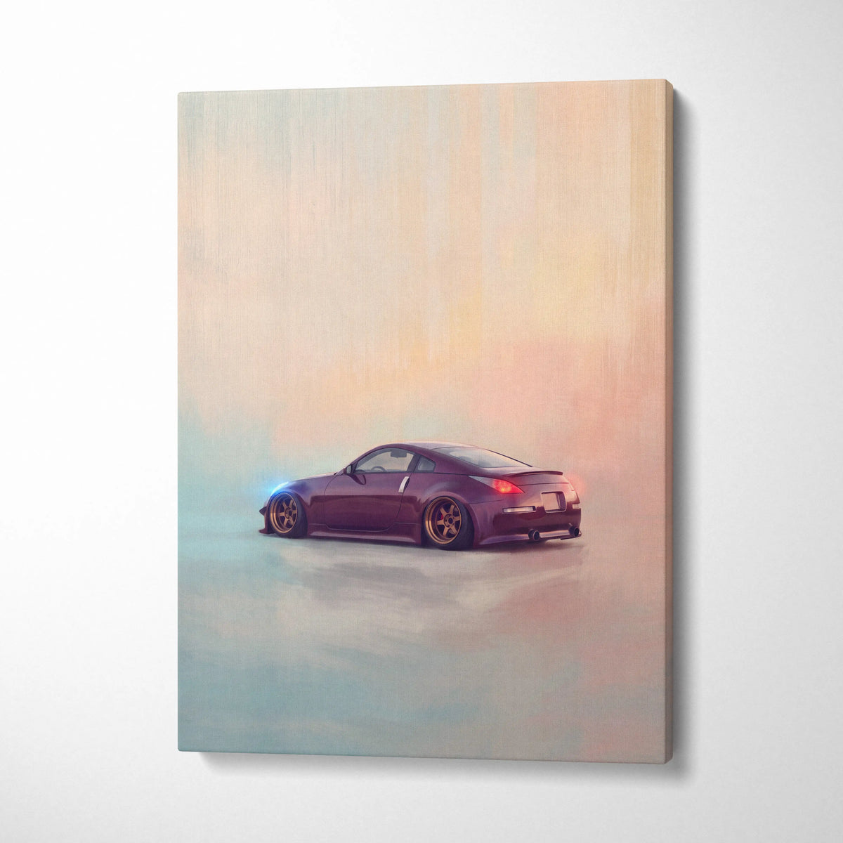 Nissan 350Z Inspired Canvas Print, Japanese Sports Car Wall Art for Bedroom Decor
