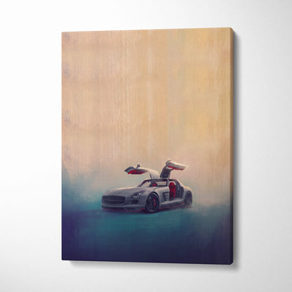 Mercedes-Benz SLS AMG Inspired Canvas Art, Luxury Exotic Car Wall Decor Print