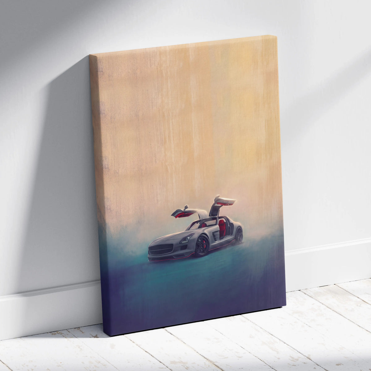 Mercedes-Benz SLS AMG Inspired Canvas Art, Luxury Exotic Car Wall Decor Print