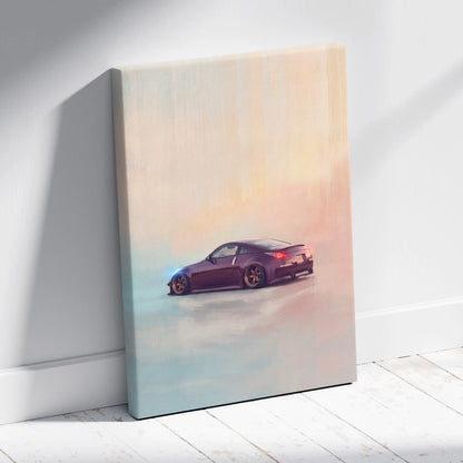 Nissan 350Z Inspired Canvas Print, Japanese Sports Car Wall Art for Bedroom Decor