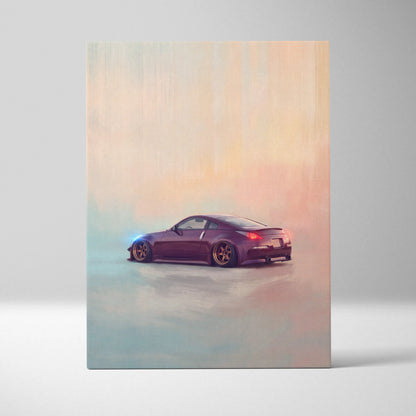 Nissan 350Z Inspired Canvas Print, Japanese Sports Car Wall Art for Bedroom Decor