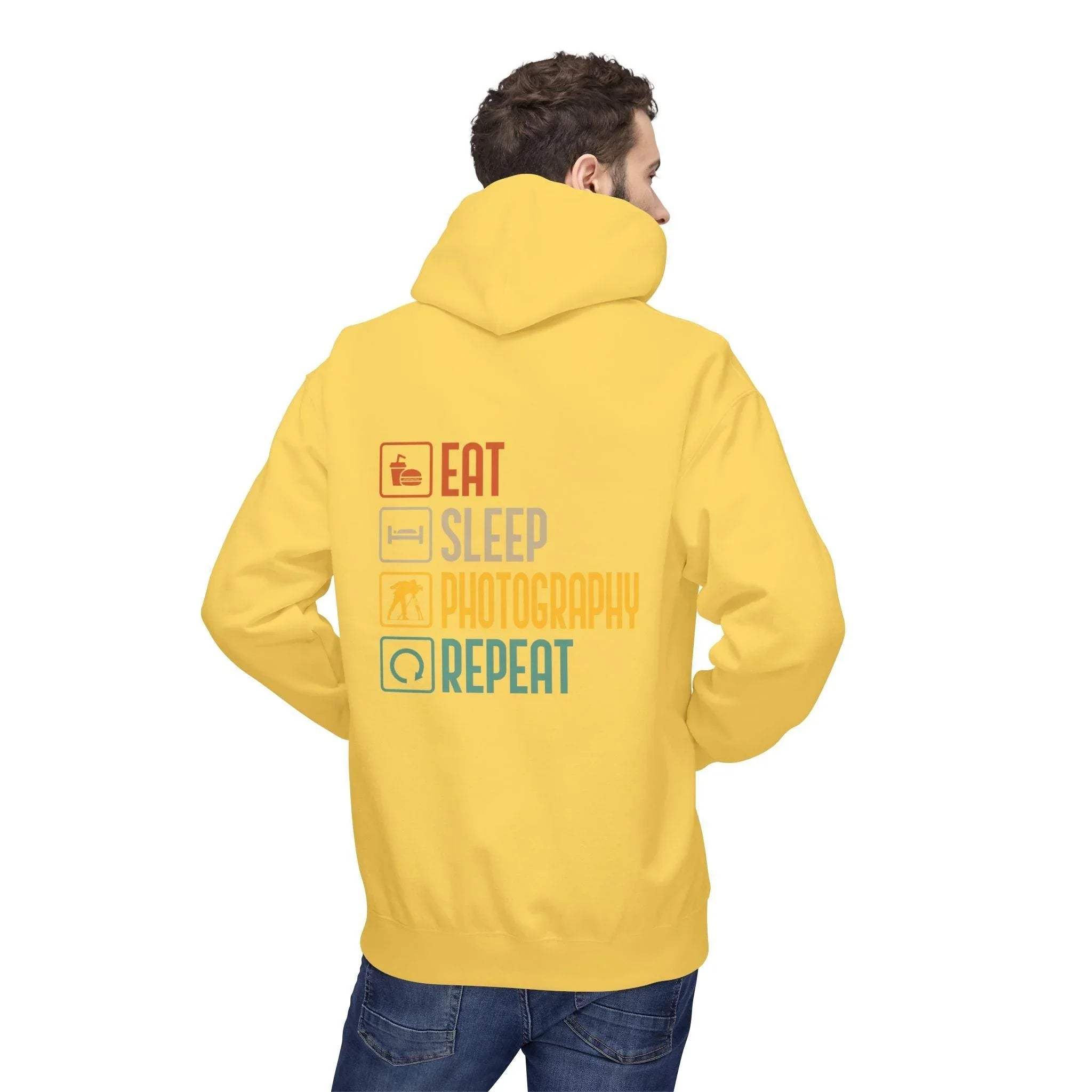 Cozy Photography Lover's Fleece Hoodie: "Eat, Sleep, Capture, Repeat"