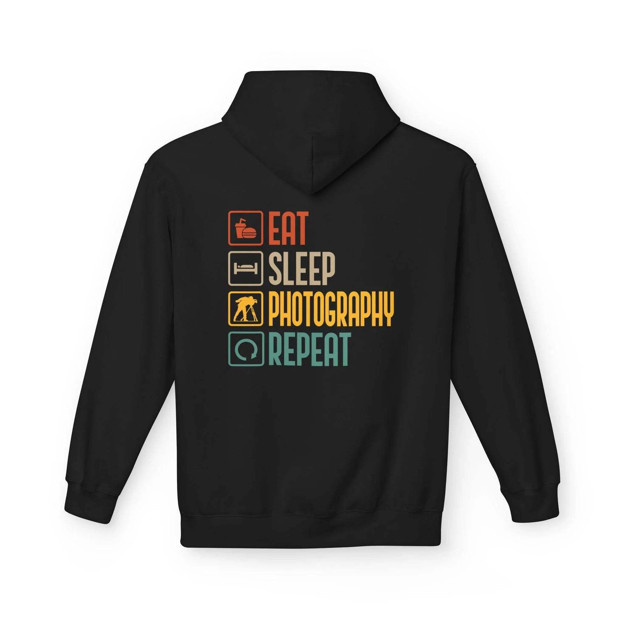 Cozy Photography Lover's Fleece Hoodie: "Eat, Sleep, Capture, Repeat"