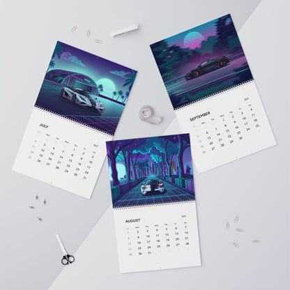 2027 Supercar Vaporwave Wall Calendar – Exotic Performance Cars & Retro Neon Artwork Collection