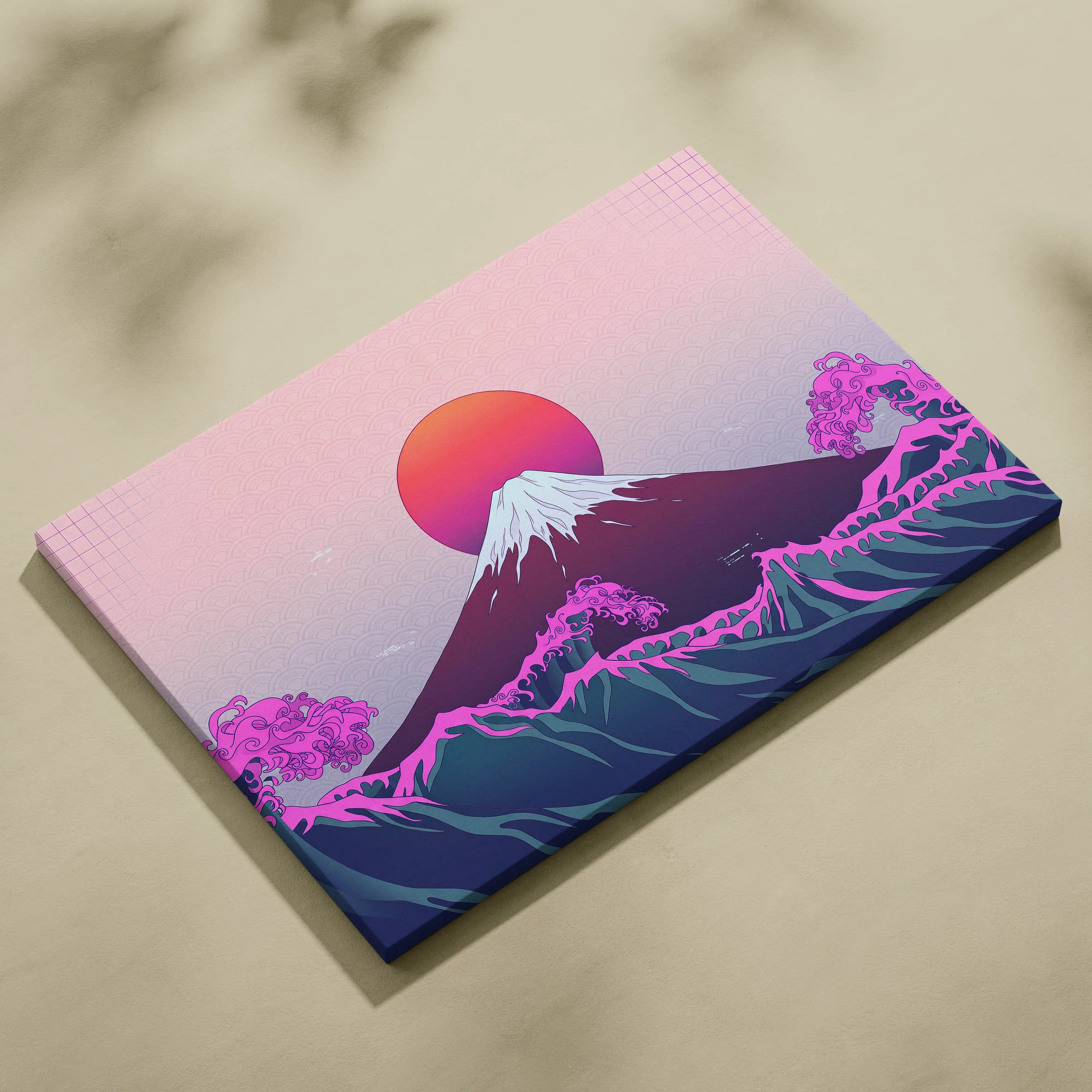Pastel Neon Fuji Vaporwave - Mount Fuji Pastel Neon Living Room Vaporwave Dreamy Mood Japanese Aesthetic Canvas Print
