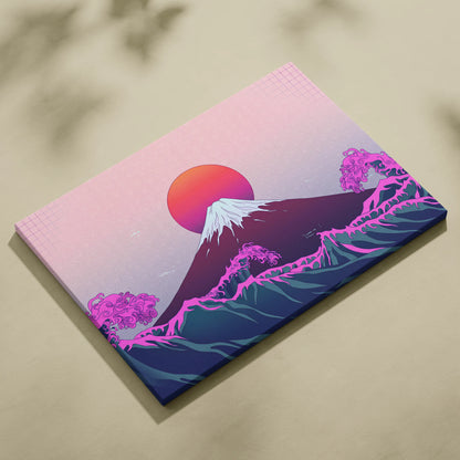 Pastel Neon Fuji Vaporwave - Mount Fuji Pastel Neon Living Room Vaporwave Dreamy Mood Japanese Aesthetic Canvas Print