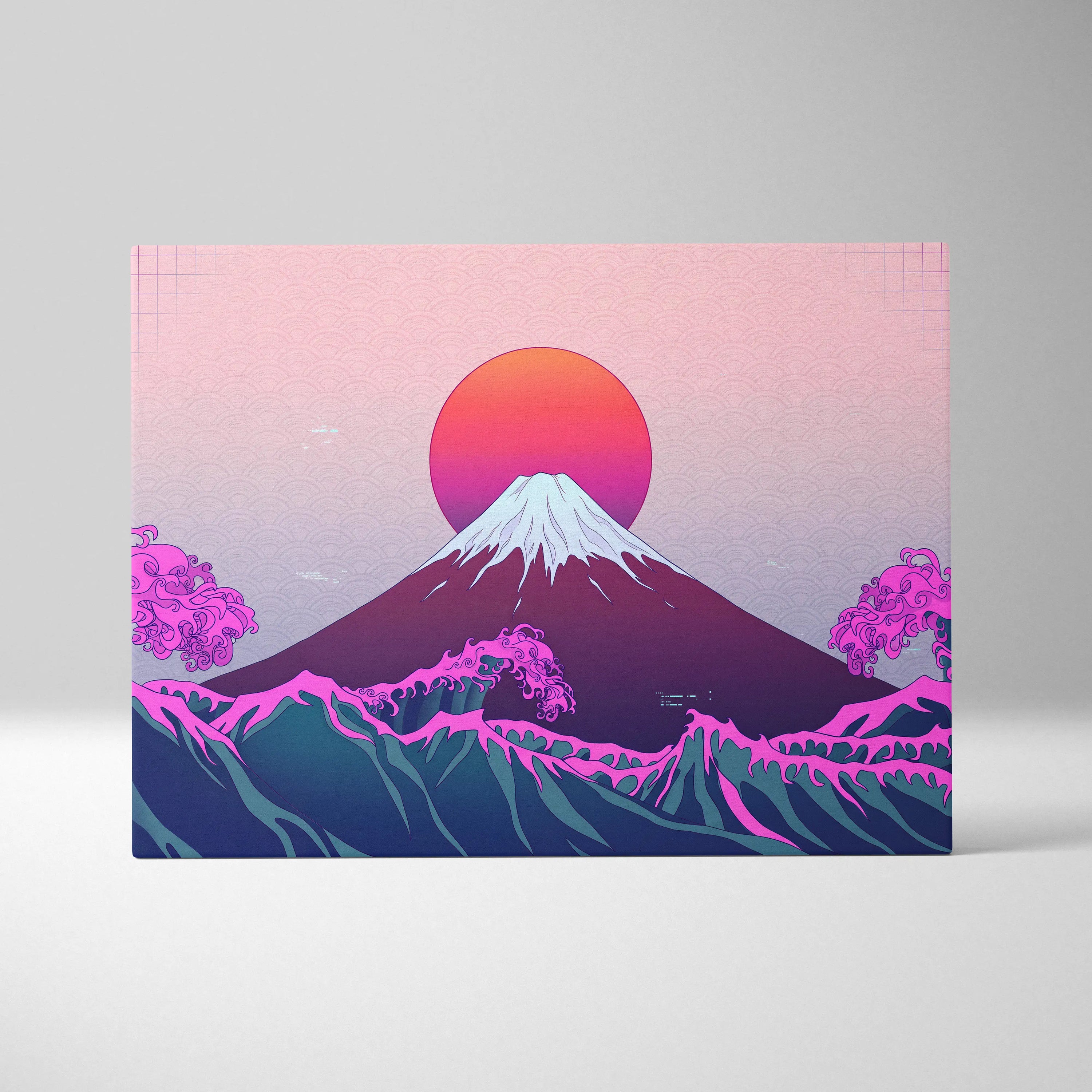 Pastel Neon Fuji Vaporwave - Mount Fuji Pastel Neon Living Room Vaporwave Dreamy Mood Japanese Aesthetic Canvas Print