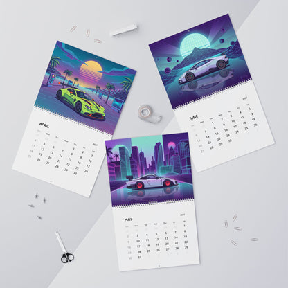 2027 Supercar Vaporwave Wall Calendar – Exotic Performance Cars & Retro Neon Artwork Collection