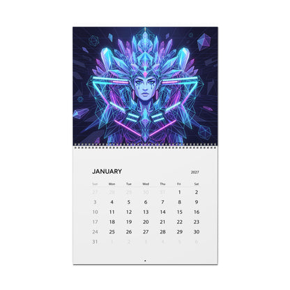 2027 Neon Vaporwave Fantasy Calendar – Colorful Fantasy Artwork Collection