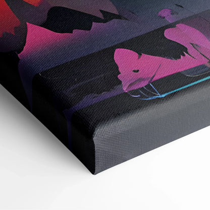 Surreal futuristic female profile with vibrant abstract cityscape canvas art