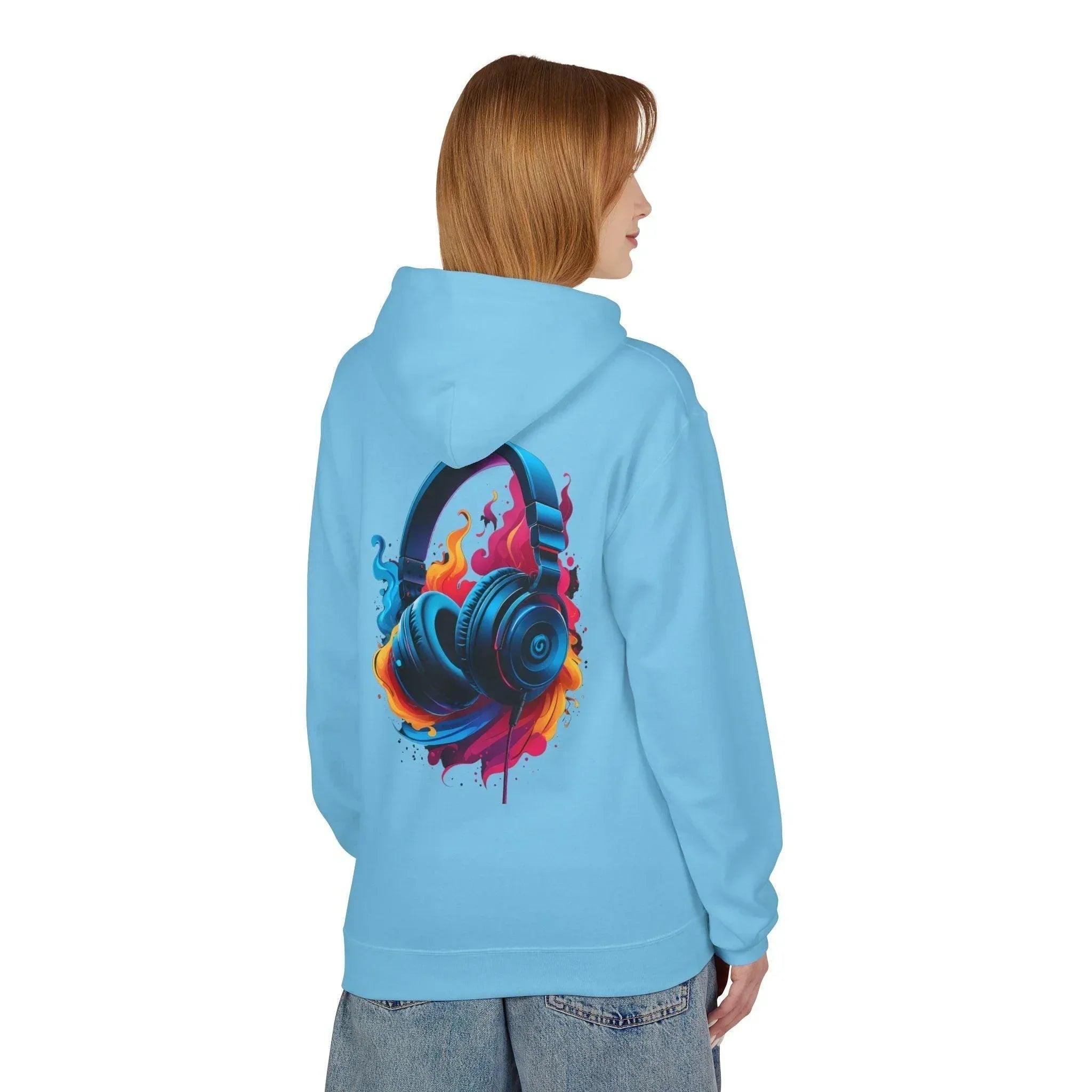 Artistic Vibes Fleece Hoodie with Headphone Design - Ultimate Comfort & Style