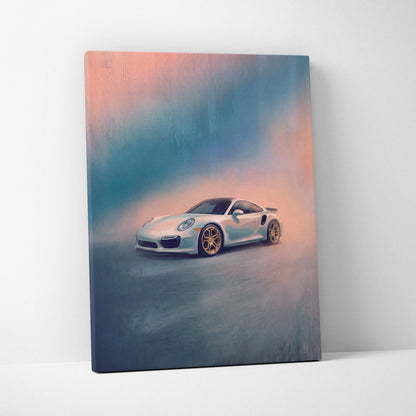 Porsche 911 Inspired Automotive Wall Art, Classic German Sports Car Canvas Art Print