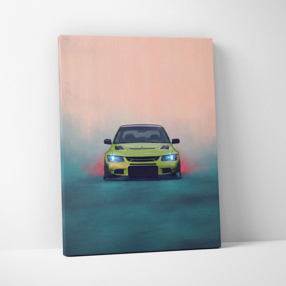 Mitsubishi Lancer Evolution Inspired Automotive Wall Art, JDM Tuner Canvas Print for Living Room