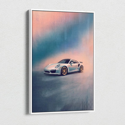 Porsche 911 Inspired Automotive Wall Art, Classic German Sports Car Canvas Art Print