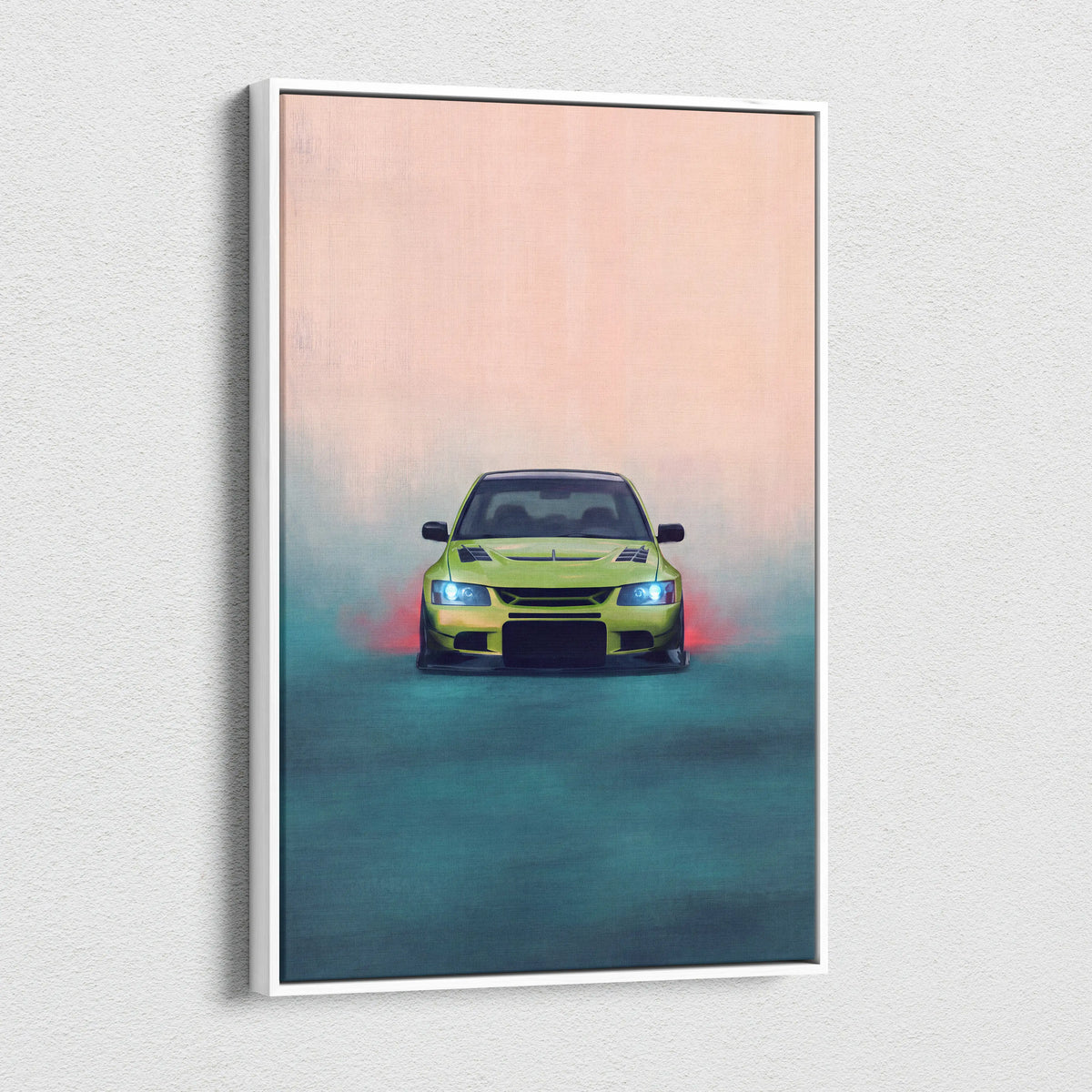 Mitsubishi Lancer Evolution Inspired Automotive Wall Art, JDM Tuner Canvas Print for Living Room